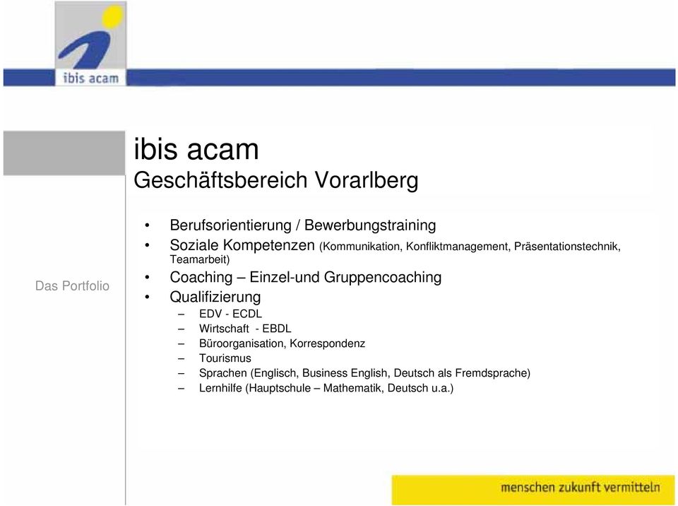 Gruppencoaching Qualifizierung EDV - ECDL Wirtschaft - EBDL Büroorganisation, Korrespondenz Tourismus