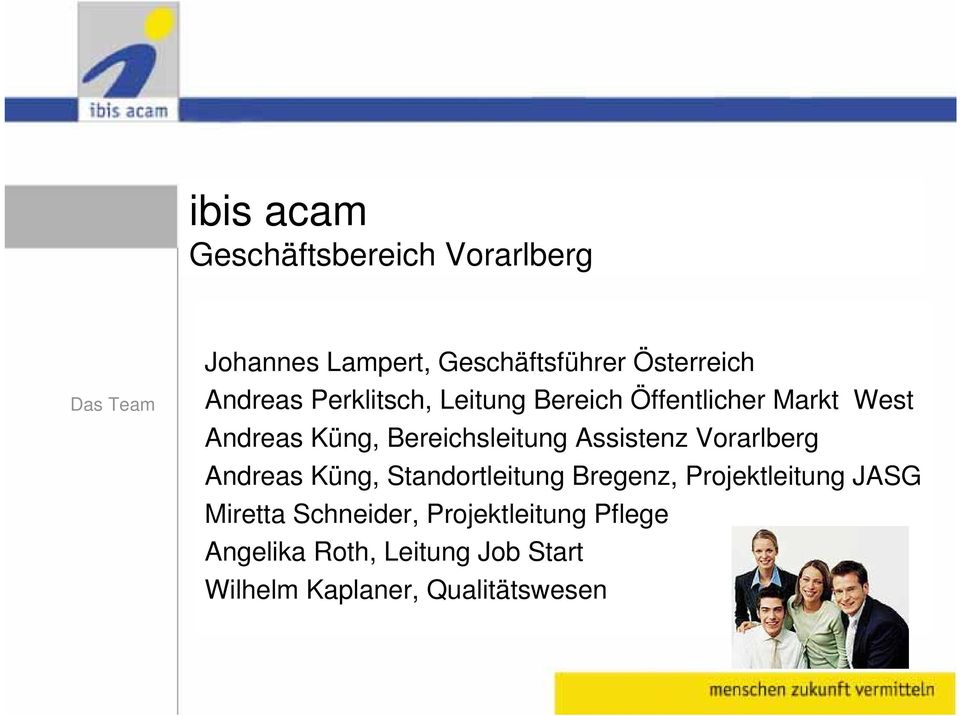 Assistenz Vorarlberg Andreas Küng, Standortleitung Bregenz, Projektleitung JASG Miretta