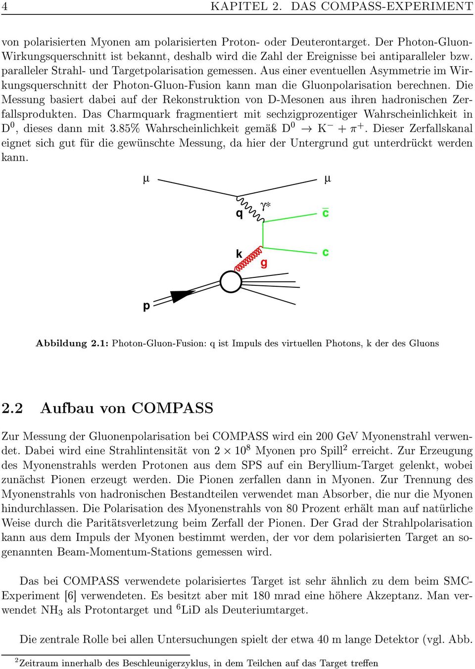 Aus einer eventuellen Asymmetrie im Wirkungsquerschnitt der Photon-Gluon-Fusion kann man die Gluonpolarisation berechnen.