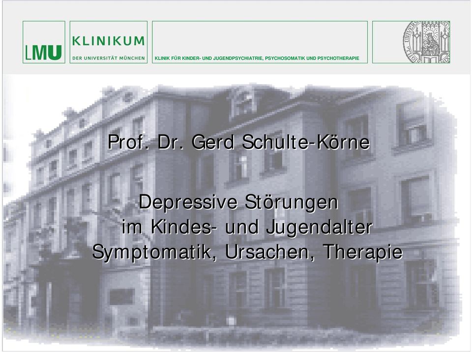 Gerd Schulte-Körne Depressive Störungen im