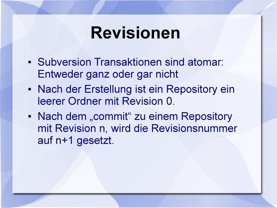 ein leerer Ordner mit Revision 0.