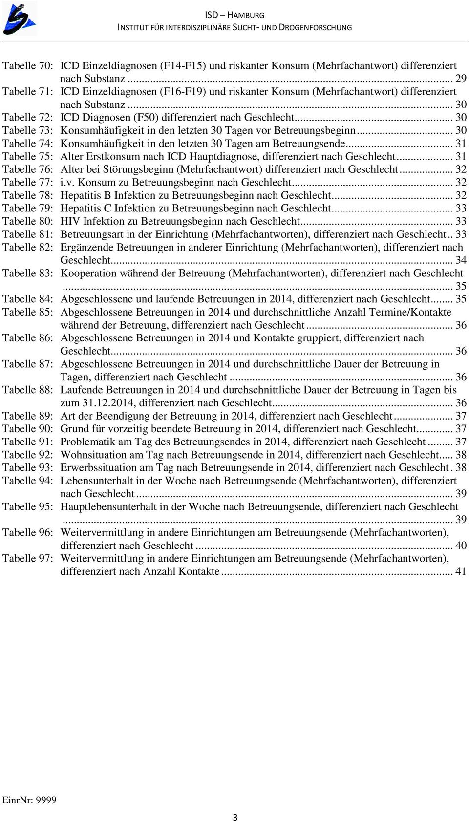 .. 30 Tabelle 73: Konsumhäufigkeit in den letzten 30 Tagen vor Betreuungsbeginn... 30 Tabelle 74: Konsumhäufigkeit in den letzten 30 Tagen am Betreuungsende.