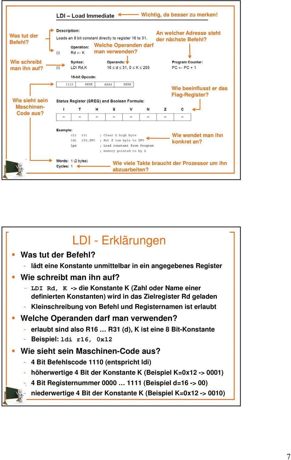 LDI - Erklärungen - lädt eine Konstante unmittelbar in ein angegebenes Register Wie schreibt man ihn auf?