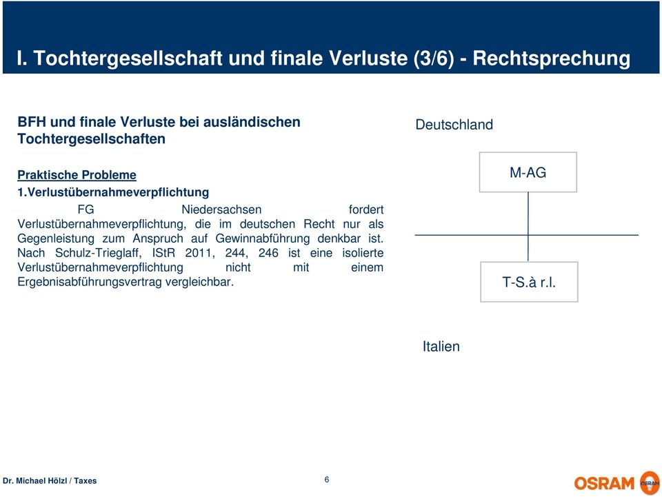 Verlustübernahmeverpflichtung FG Niedersachsen fordert Verlustübernahmeverpflichtung, die im deutschen Recht nur als