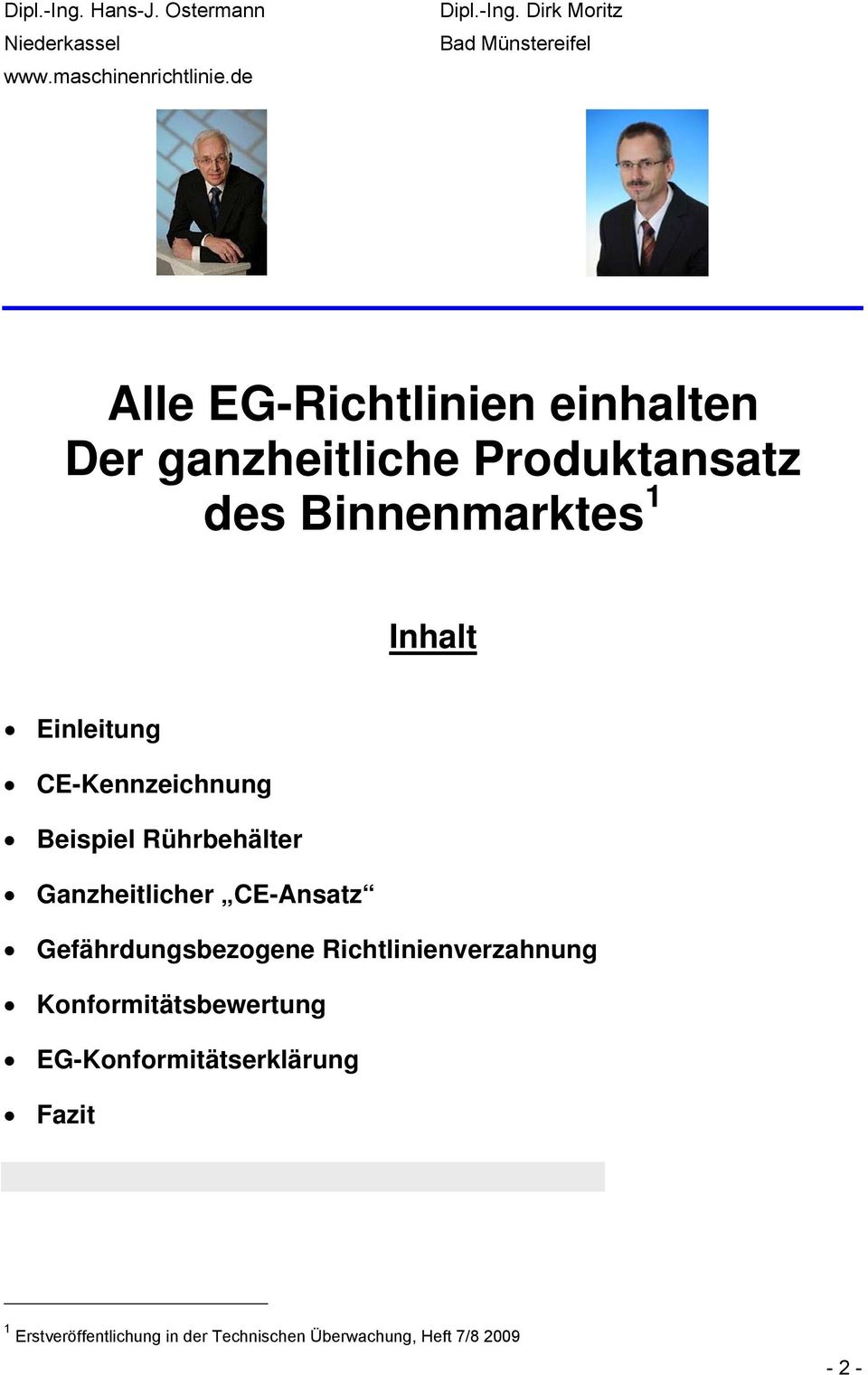de  Dirk Moritz Bad Münstereifel Alle EG-Richtlinien einhalten Der ganzheitliche Produktansatz des