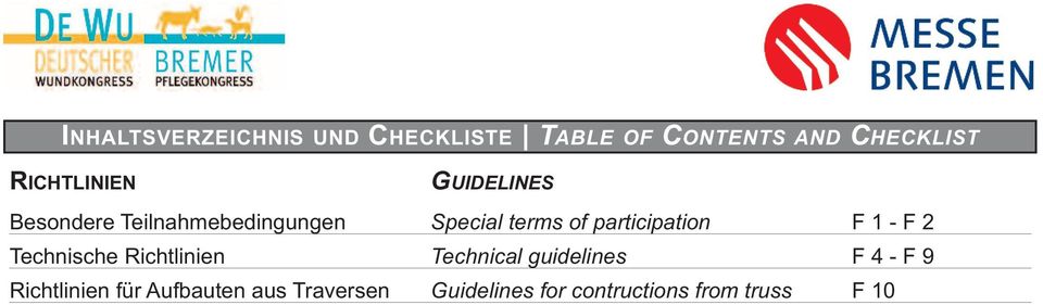 participation F 1 - F 2 Technische Richtlinien Technical guidelines F 4 -