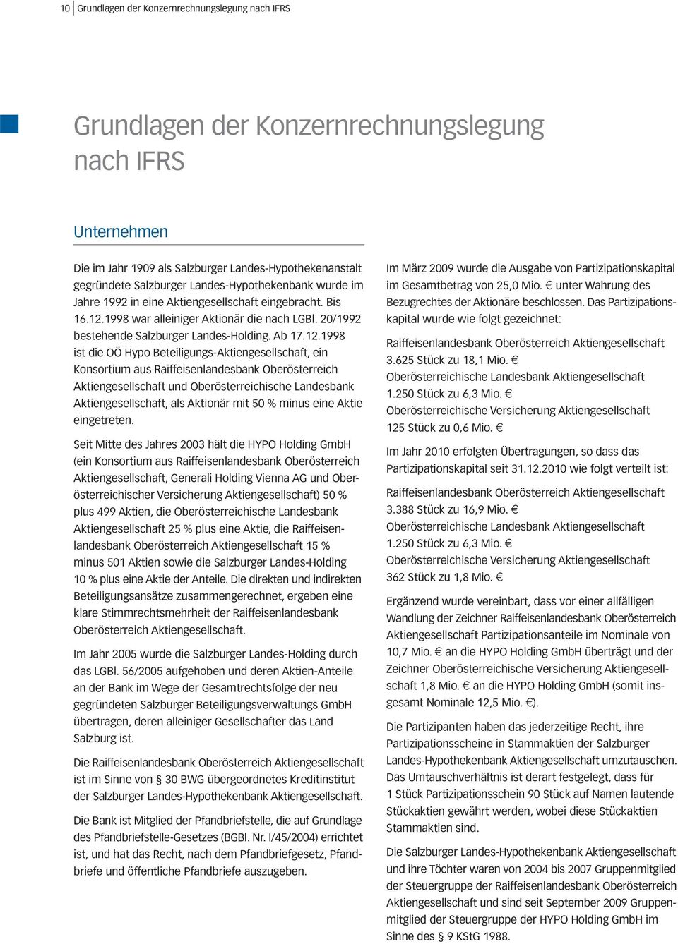 1998 war alleiniger Aktionär die nach LGBl. 20/1992 bestehende Salzburger Landes-Holding. Ab 17.12.