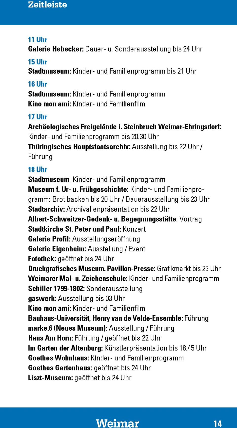 Freigelände i. Steinbruch -Ehringsdorf: Kinder- und Familienprogramm bis 20.