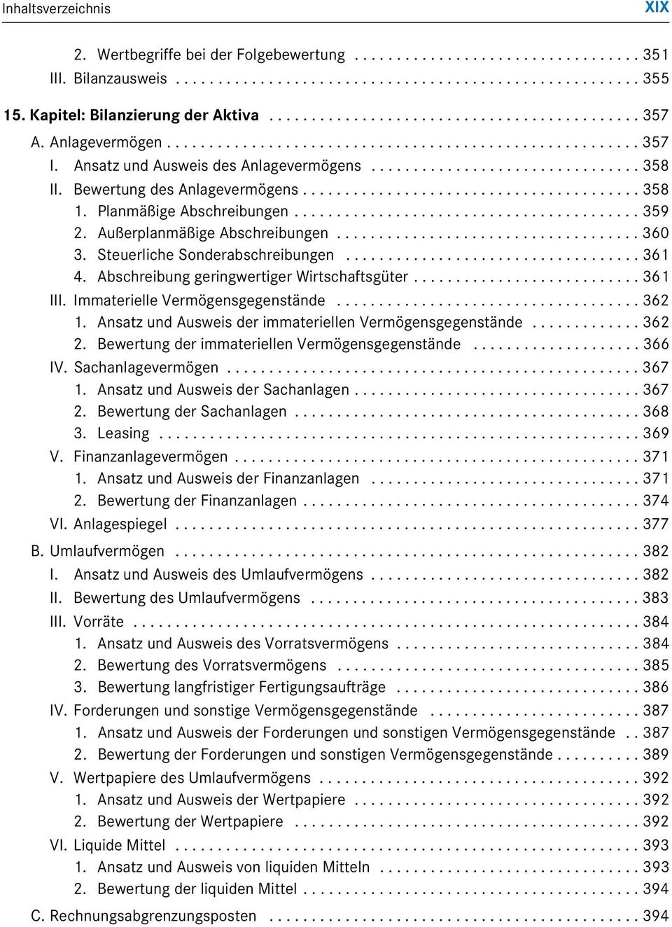 Ansatz und Ausweis des Anlagevermögens................................ 358 II. Bewertung des Anlagevermögens........................................ 358 1. Planmäßige Abschreibungen......................................... 359 2.