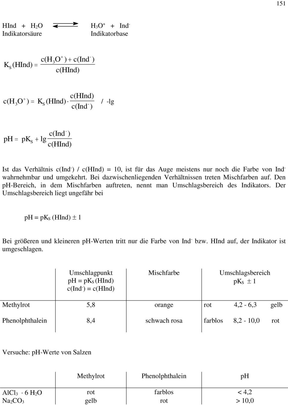 Den phbereich, in dem Mischfarben auftreten, nennt man Umschlagsbereich des Indikators.