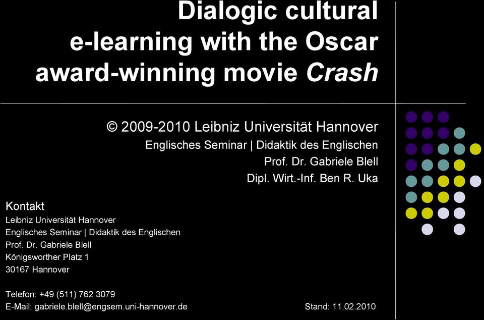 Uka Kontakt Leibniz Universität Hannover Englisches Seminar Didaktik des Englischen Prof. Dr.