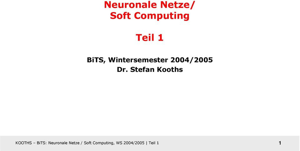 Stefan Kooths KOOTHS BiTS: Neuronale