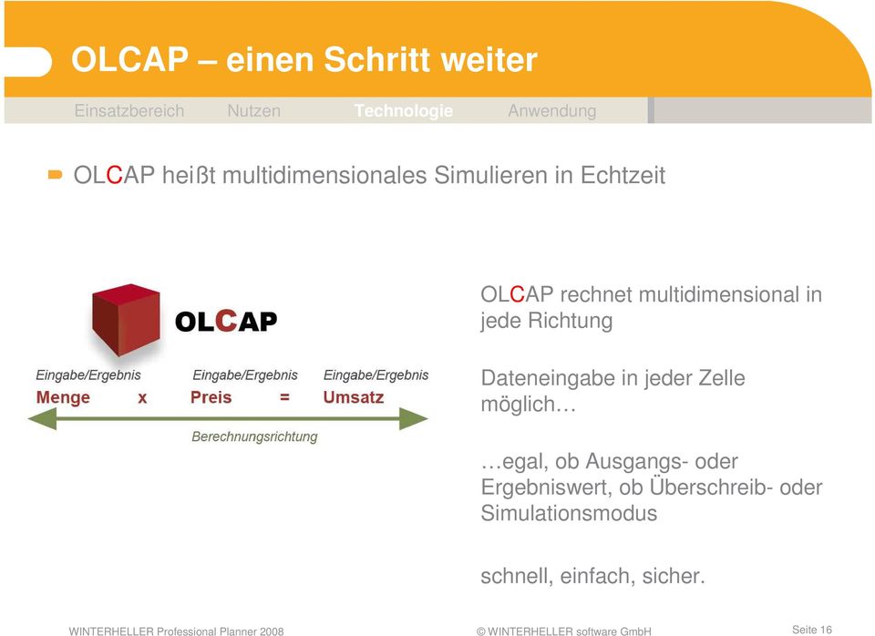 egal, ob Ausgangs- oder Ergebniswert, ob Überschreib- oder Simulationsmodus schnell,