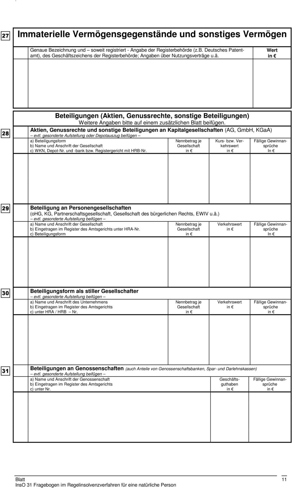 Aktien, Genussrechte und sonstige Beteiligungen an Kapitalgesellschaften (AG, GmbH, KGaA) evtl.