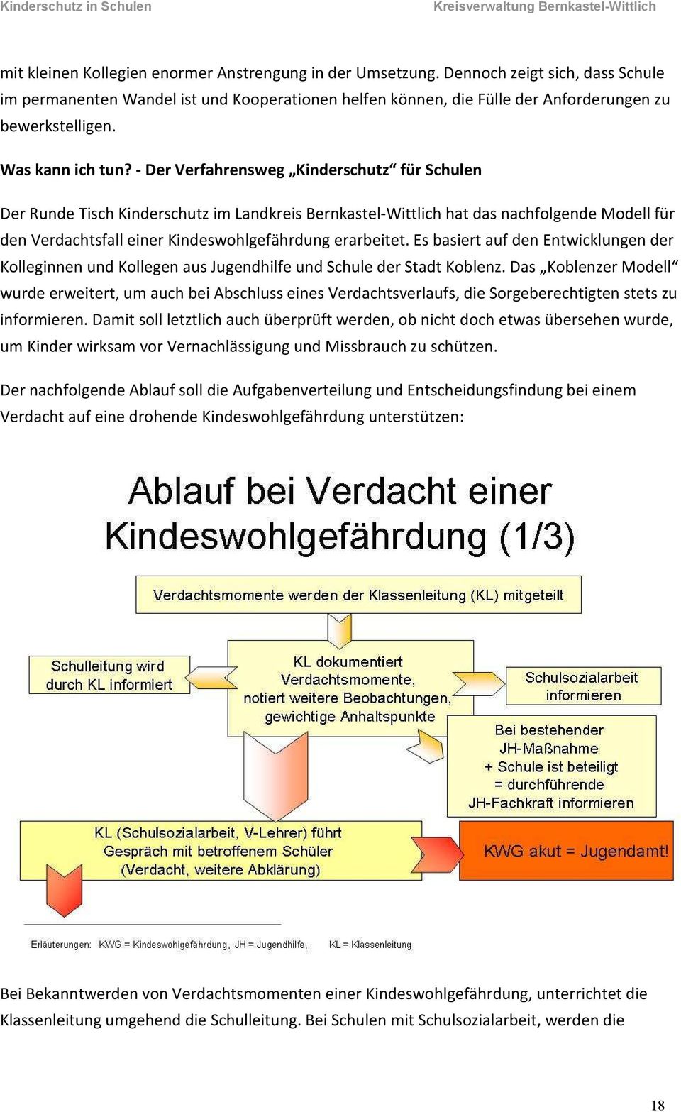 - Der Verfahrensweg Kinderschutz für Schulen Der Runde Tisch Kinderschutz im Landkreis Bernkastel-Wittlich hat das nachfolgende Modell für den Verdachtsfall einer Kindeswohlgefährdung erarbeitet.