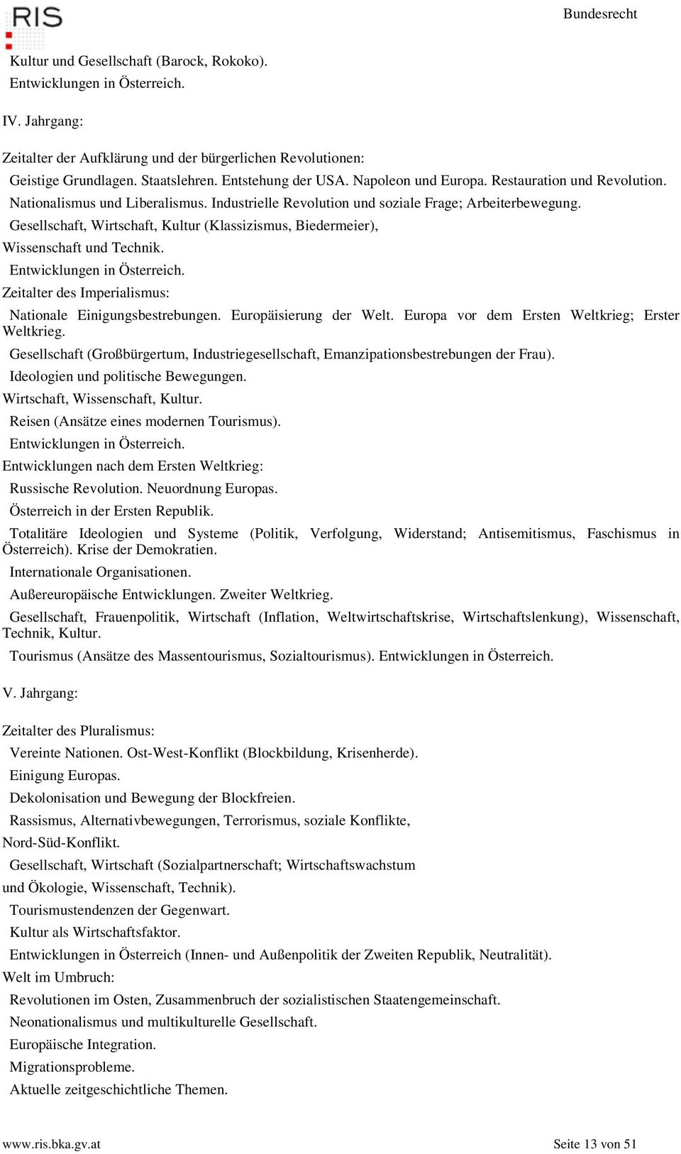 Gesellschaft, Wirtschaft, Kultur (Klassizismus, Biedermeier), Wissenschaft und Technik. Entwicklungen in Österreich. Zeitalter des Imperialismus: Nationale Einigungsbestrebungen.