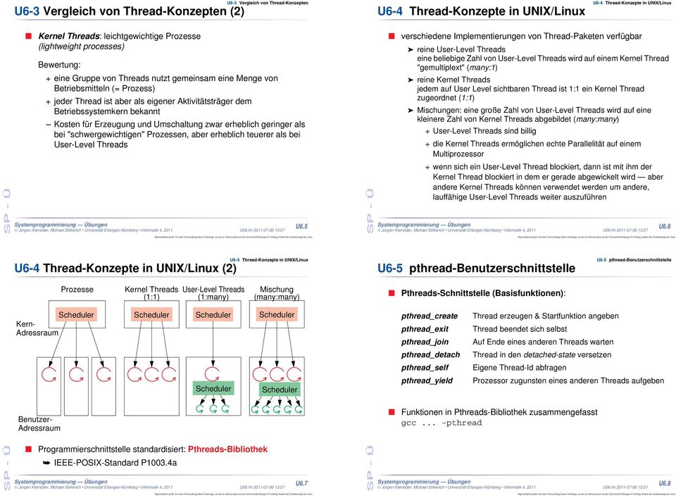 "schwergewichtigen" rozessen, aber erheblich teuerer als bei User-Level Threads U6.