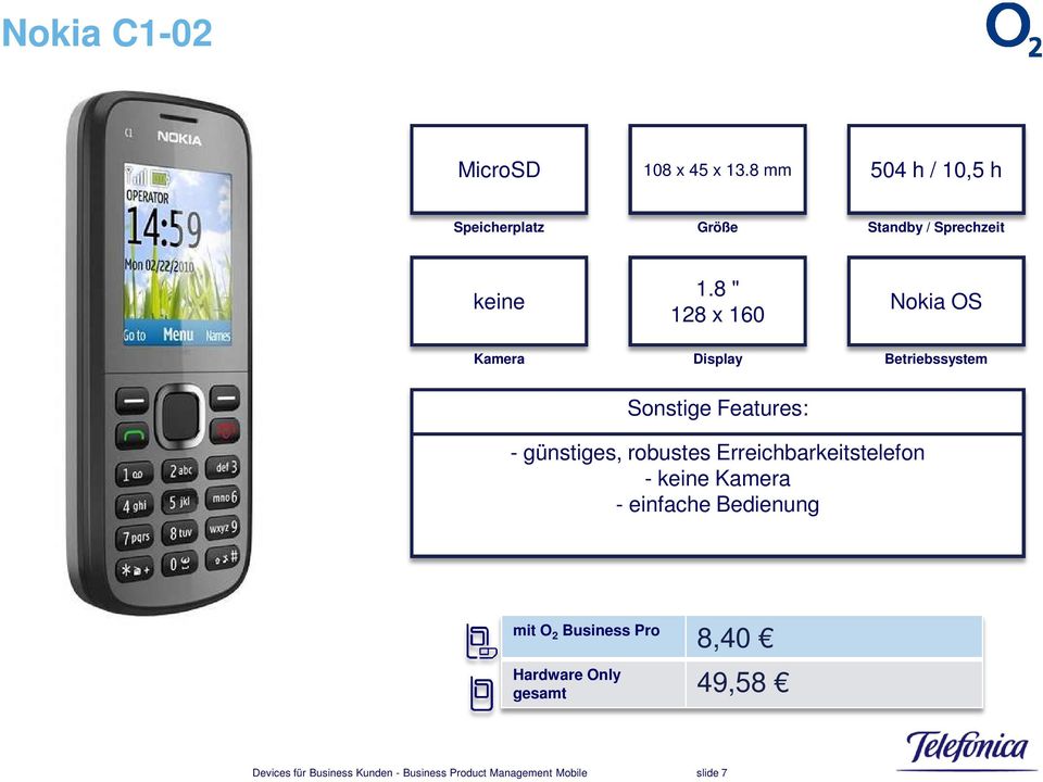 8 " 128 x 160 Nokia OS Kamera Display Betriebssystem - günstiges, robustes