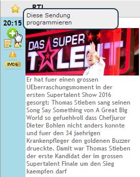 Alle Funktionen von OTR beginnen mit der Startseite und hier mit dem Menü Man kann auch Aufnahmen im Voraus programmieren, in dem man im Menü auf das TV- Programm klickt, so Dann wählt man den Sender