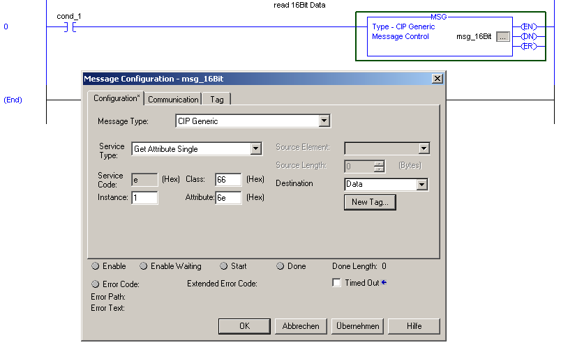Datenübertragung unter Verwendung von CIP in RSLogix5000 15.