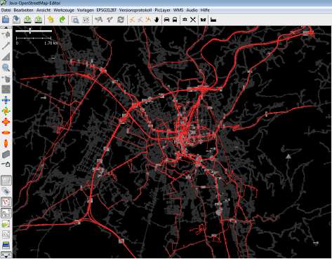 GPS-Tracks OpenStreetMap JOSM with: OSM Data CC-BY-SA and Contributors 1.