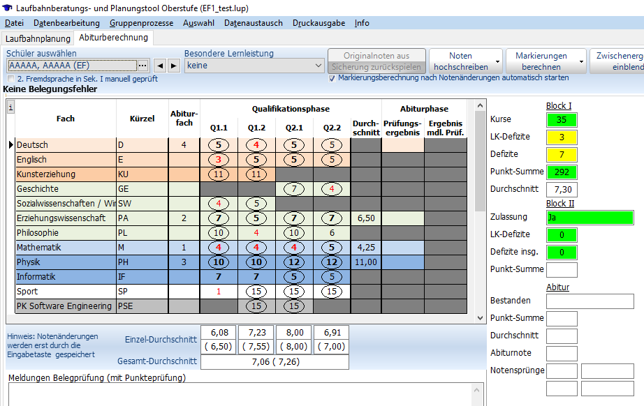 Berechnung der Gesamtqualifikation