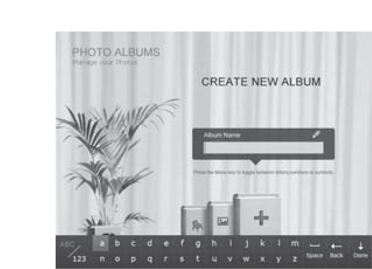 Drücken Sie nun OK um ein neues Album zu erstellen. 2. Benutzen Sie die Bildschrimtastatur um dem Album einen Namen zu geben. Die Tastatur erscheint dabei automatisch. 3.