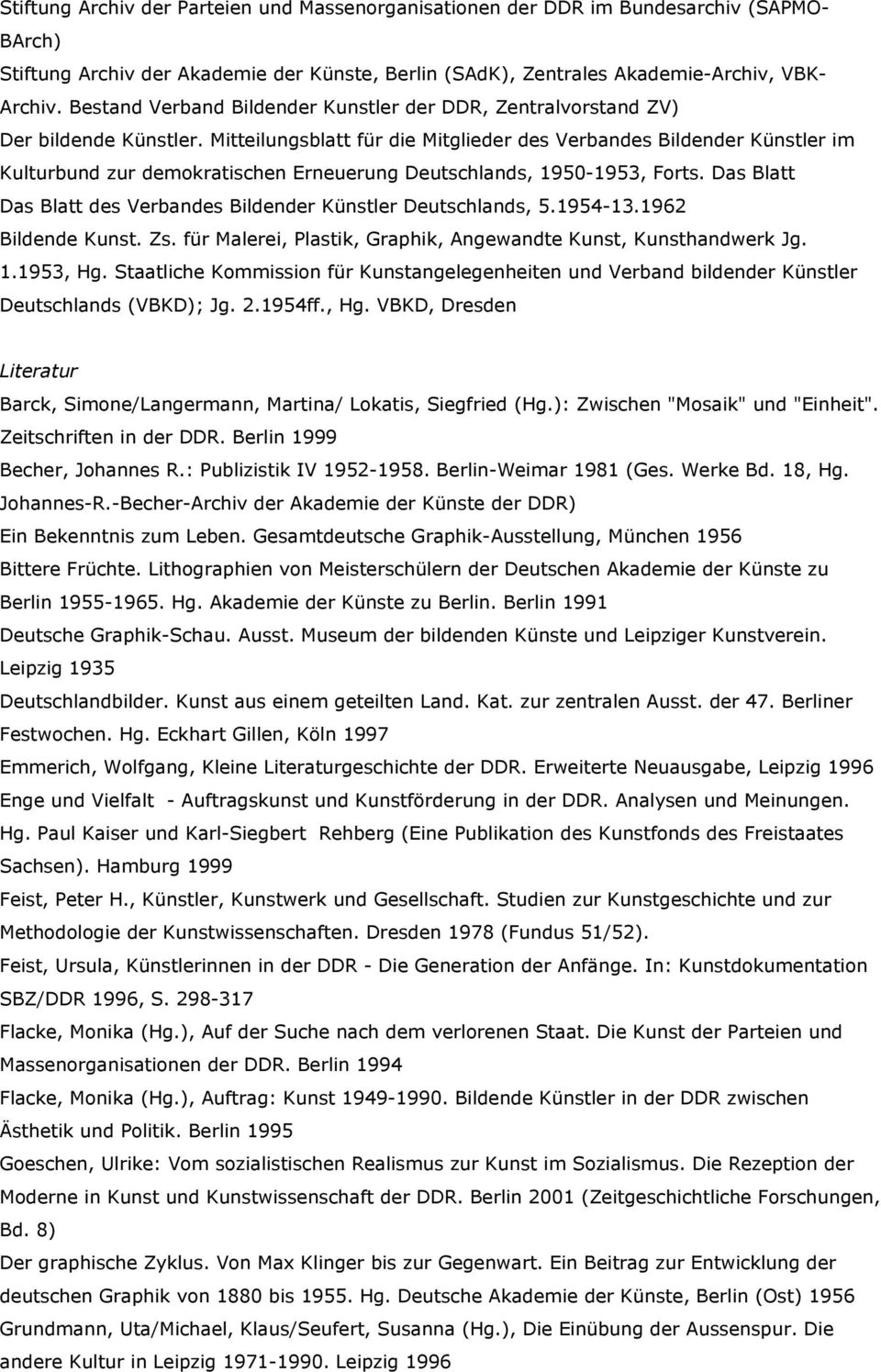 Mitteilungsblatt für die Mitglieder des Verbandes Bildender Künstler im Kulturbund zur demokratischen Erneuerung Deutschlands, 1950-1953, Forts.