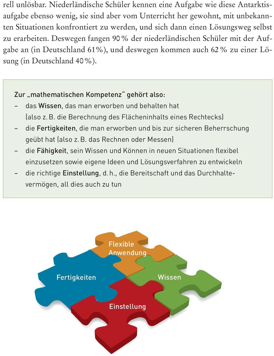 Lösungsweg selbst zu erarbeiten. Deswegen fangen 90 % der niederländischen Schüler mit der Aufgabe an (in Deutschland 61%), und deswegen kommen auch 62 % zu einer Lösung (in Deutschland 40 %).