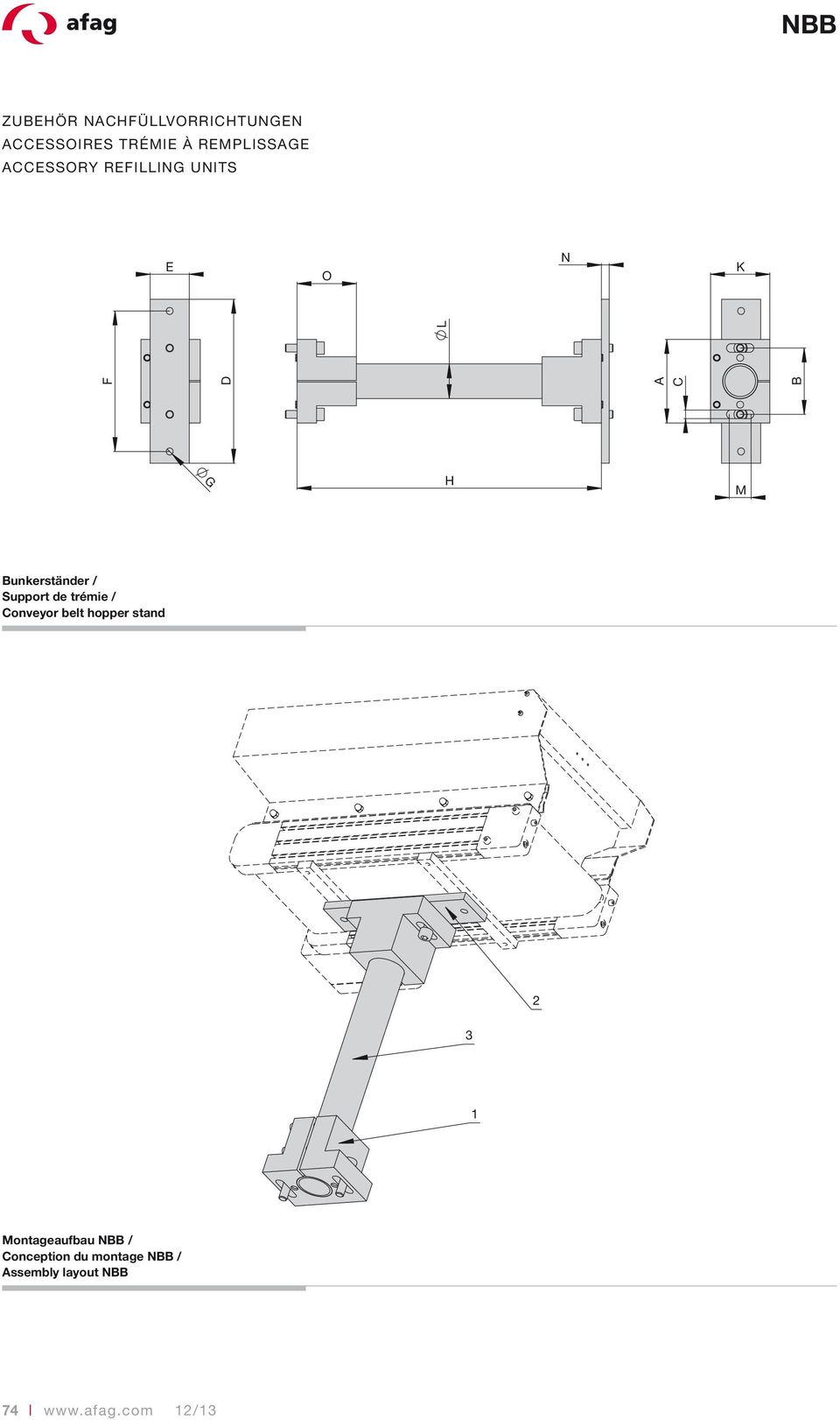 Support de trémie / Conveyor belt hopper stand 2 3 1 Montageaufbau
