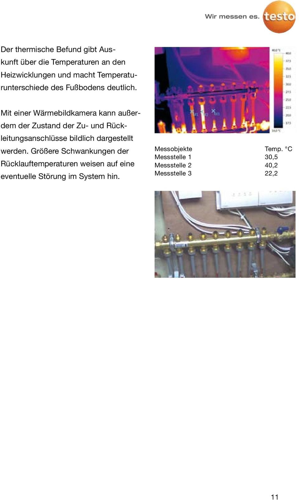 Mit einer Wärmebildkamera kann außerdem der Zustand der Zu- und Rückleitungsanschlüsse bildlich