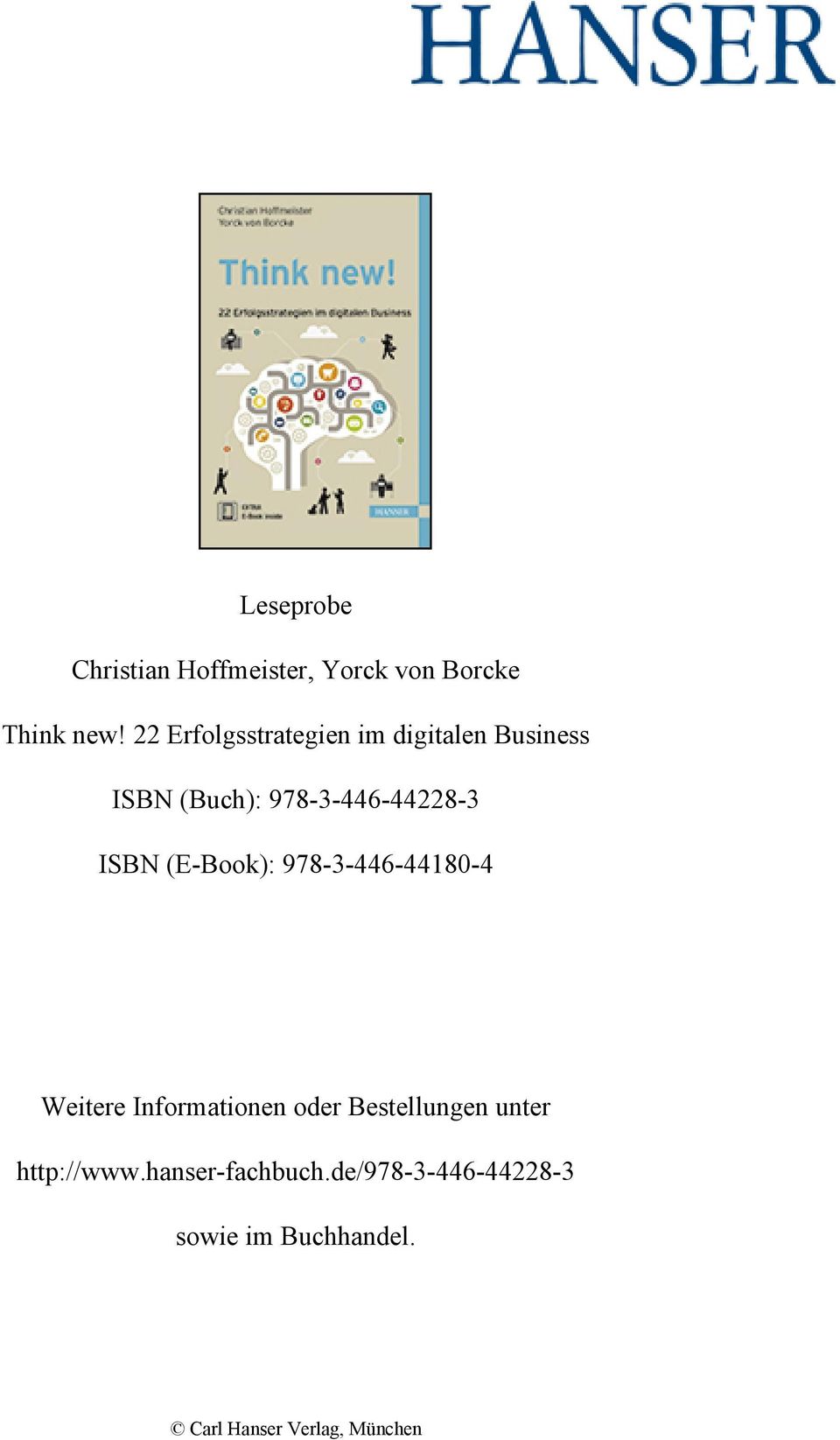 ISBN (E-Book): 978-3-446-44180-4 Weitere Informationen oder Bestellungen