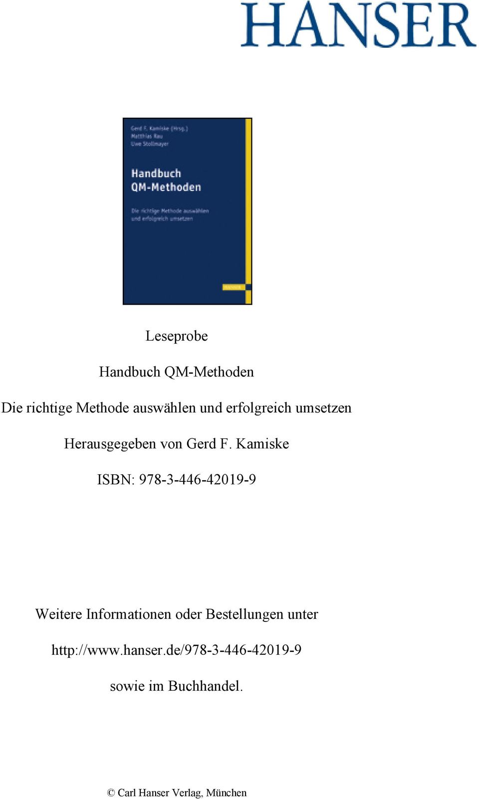 Kamiske ISBN: 978-3-446-42019-9 Weitere Informationen oder
