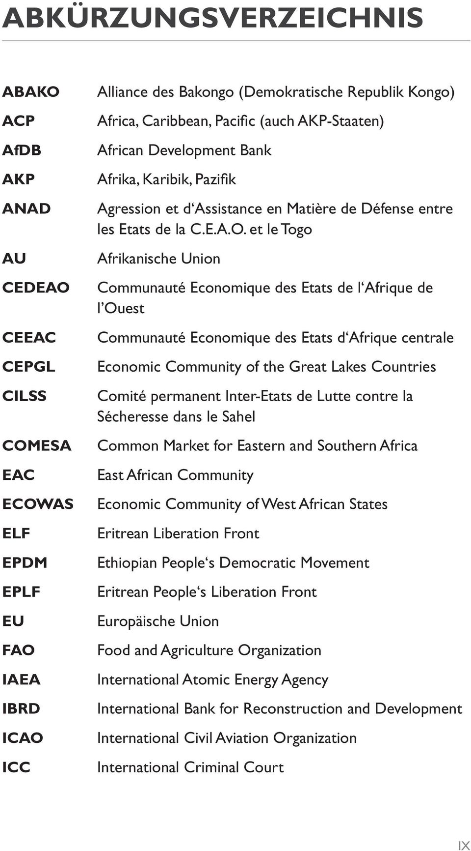 et le Togo Afrikanische Union Communauté Economique des Etats de l Afrique de l Ouest Communauté Economique des Etats d Afrique centrale Economic Community of the Great Lakes Countries Comité