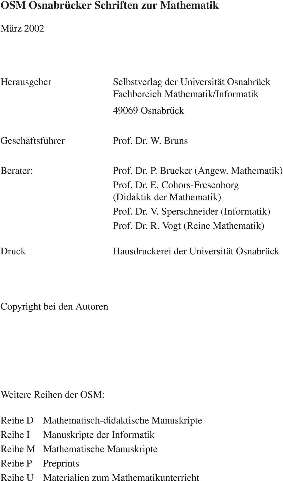 Sperschneider (Informatik) Prof. Dr. R.