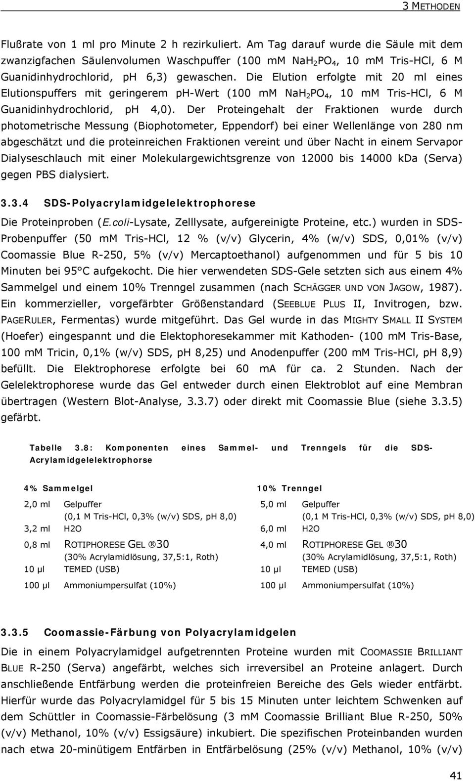 Die Elution erfolgte mit 20 ml eines Elutionspuffers mit geringerem ph-wert (100 mm NaH 2 PO 4, 10 mm Tris-HCl, 6 M Guanidinhydrochlorid, ph 4,0).