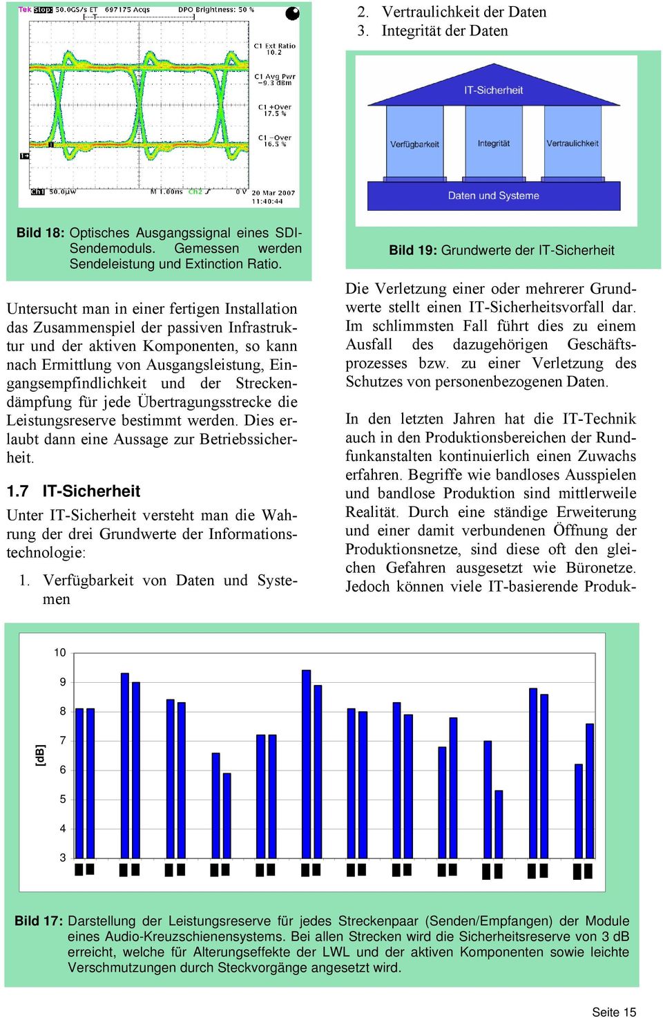 Streckendämpfung für jede Übertragungsstrecke die Leistungsreserve bestimmt werden. Dies erlaubt dann eine Aussage zur Betriebssicherheit. 1.