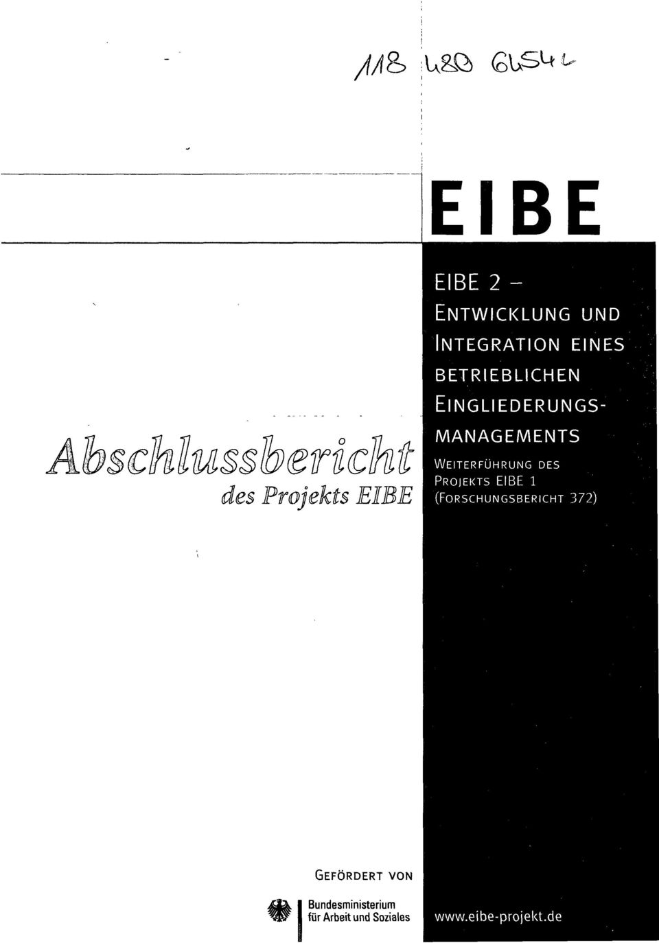 WEITERFÜHRUNG DES PROJEKTS EIBE 1 (FORSCHUNGSBERICHT