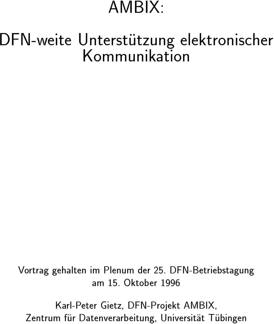 DFN-Betriebstagung am 15.