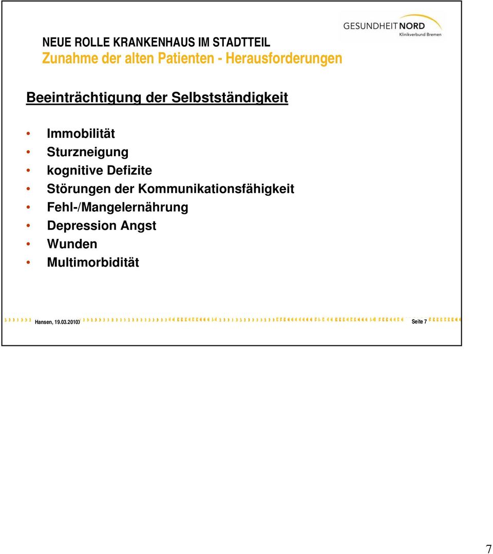 Störungen der Kommunikationsfähigkeit Fehl-/Mangelernährung