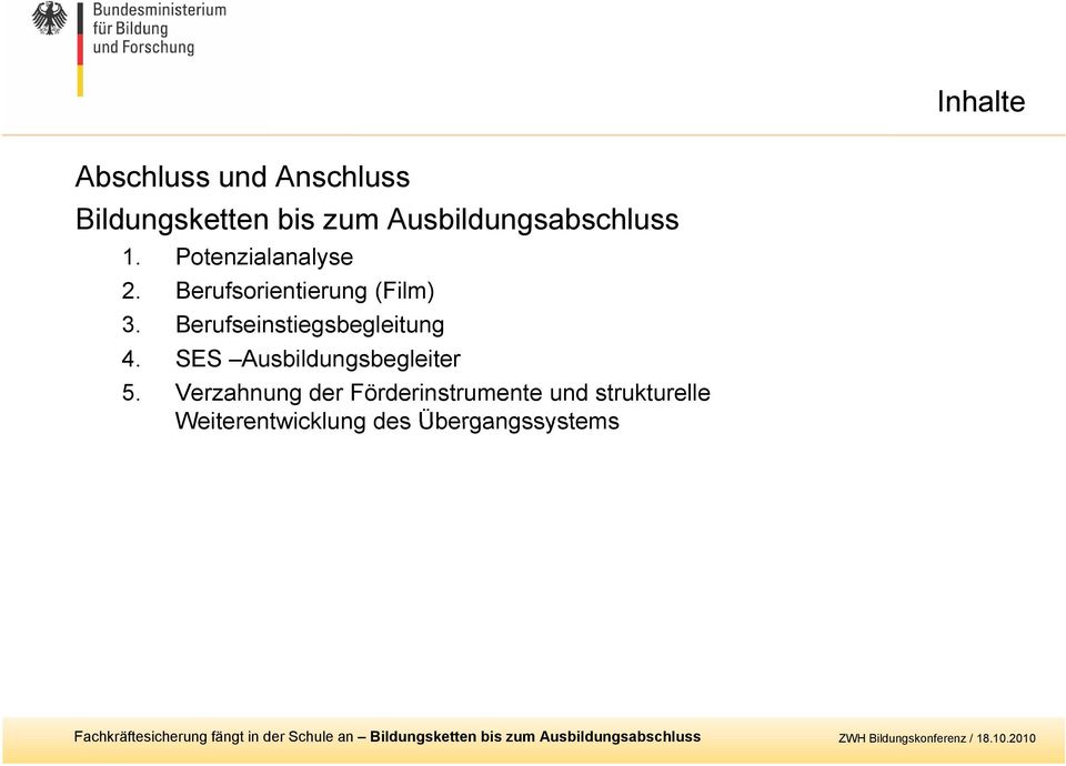 Berufsorientierung (Film) 3. Berufseinstiegsbegleitung 4.