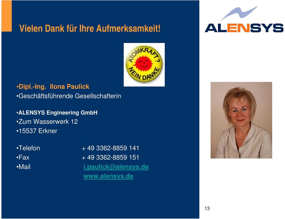 Engineering GmbH Zum Wasserwerk 12 15537 Erkner Telefon + 49