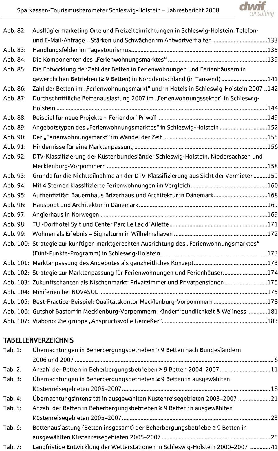 85: Die Entwicklung der Zahl der Betten in Ferienwohnungen und Ferienhäusern in gewerblichen Betrieben ( 9 Betten) in Norddeutschland (in Tausend)...141 Abb.
