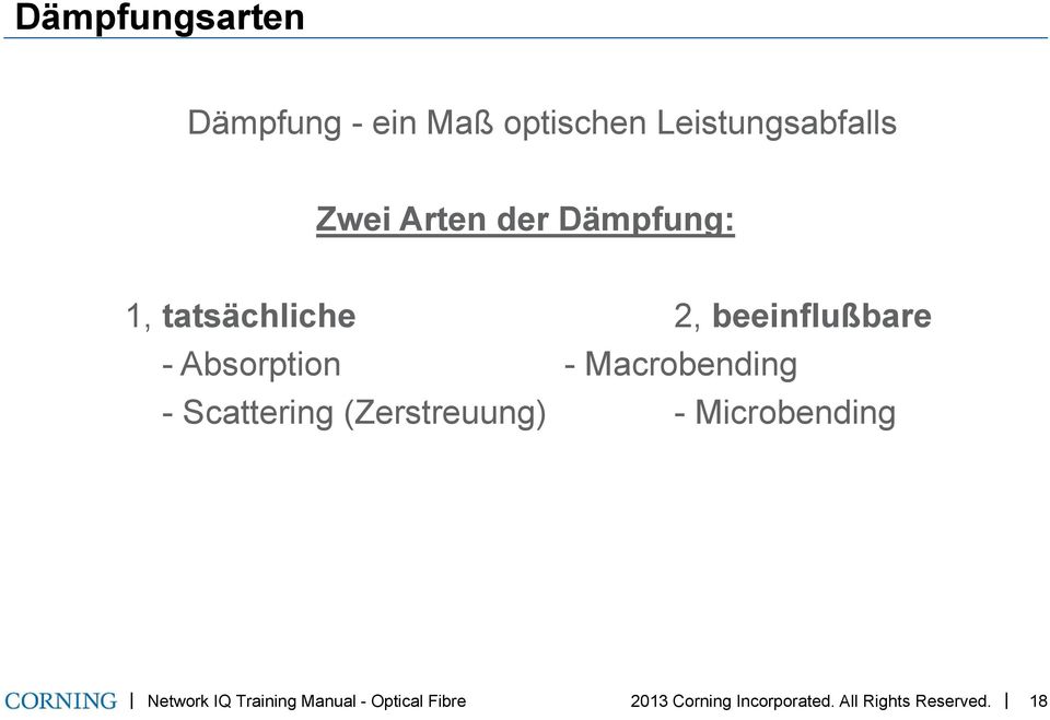 Macrobending - Scattering (Zerstreuung) - Microbending Network IQ