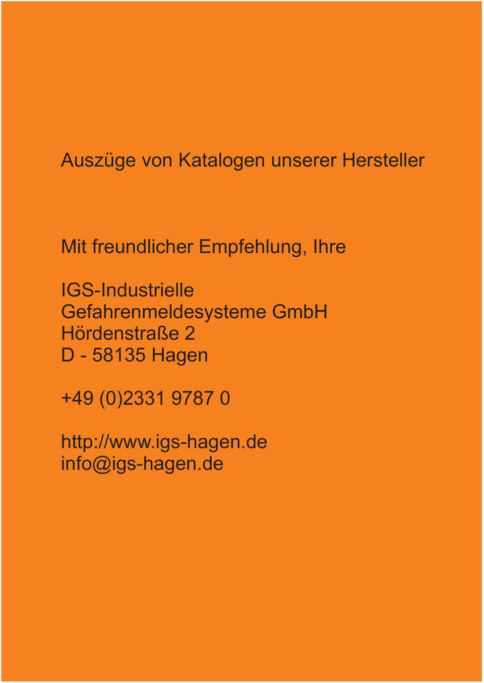 Gefahrenmeldesysteme GmbH Hördenstraße 2 D - 5835