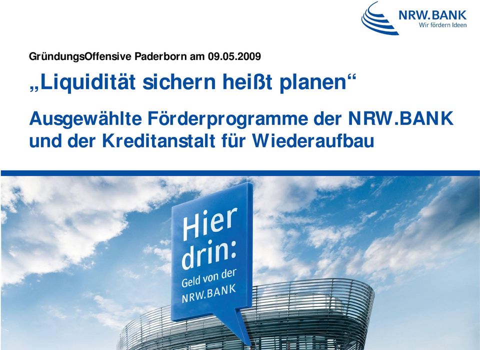 Ausgewählte Förderprogramme der NRW.