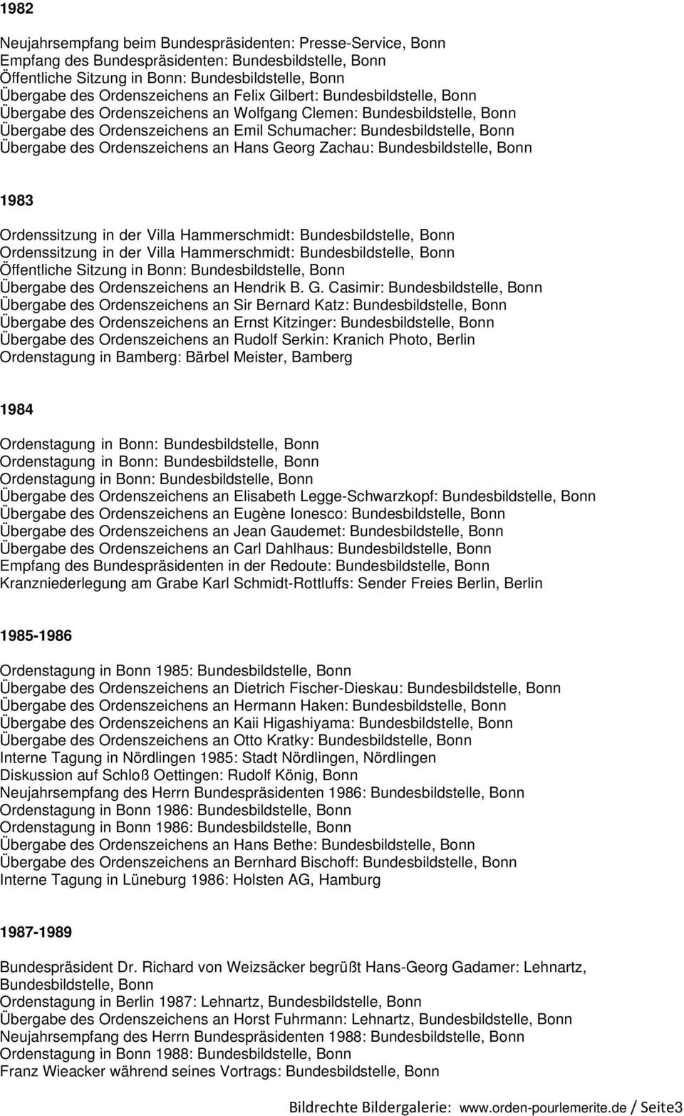 Ordenszeichens an Hans Georg Zachau: Bundesbildstelle, Bonn 1983 Ordenssitzung in der Villa Hammerschmidt: Bundesbildstelle, Bonn Ordenssitzung in der Villa Hammerschmidt: Bundesbildstelle, Bonn
