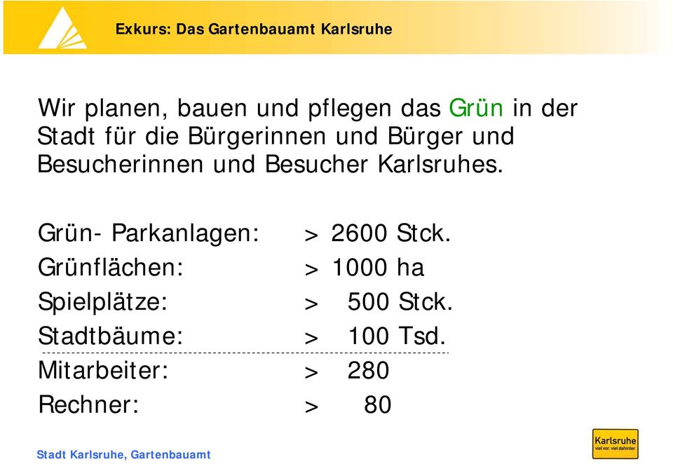 Besucher Karlsruhes. Grün- Parkanlagen: > 2600 Stck.