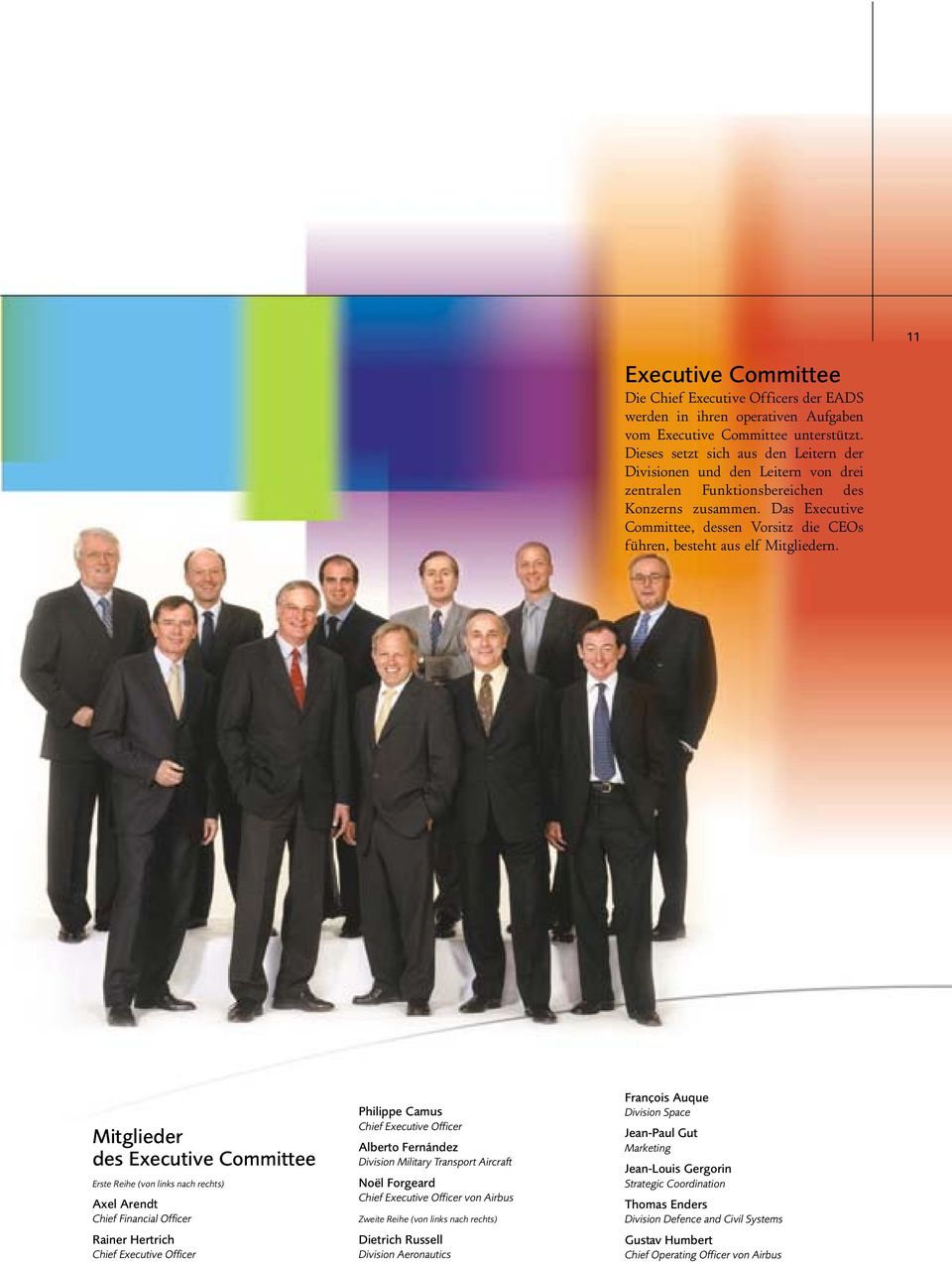 Das Executive Committee, dessen Vorsitz die CEOs führen, besteht aus elf Mitgliedern.