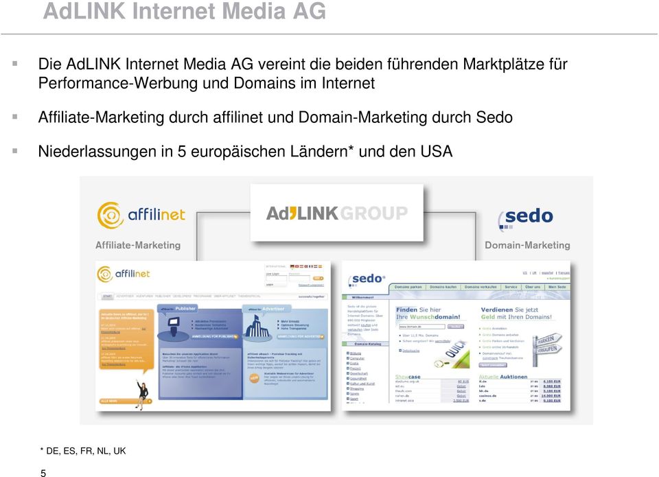 Internet Affiliate-Marketing durch affilinet und Domain-Marketing durch
